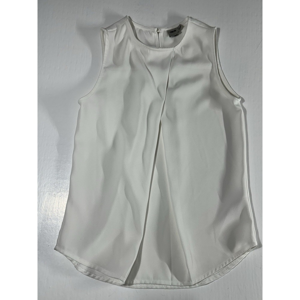 ASOS Ivory Sleeveless Blouse Women's Size M Pleated Keyhole Back Top
